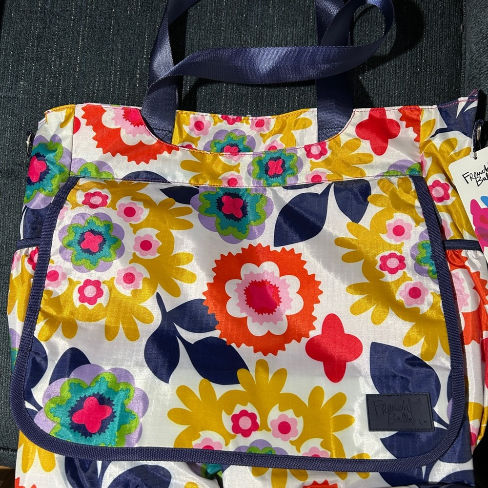 Floral Baby Bag with Navy Accents